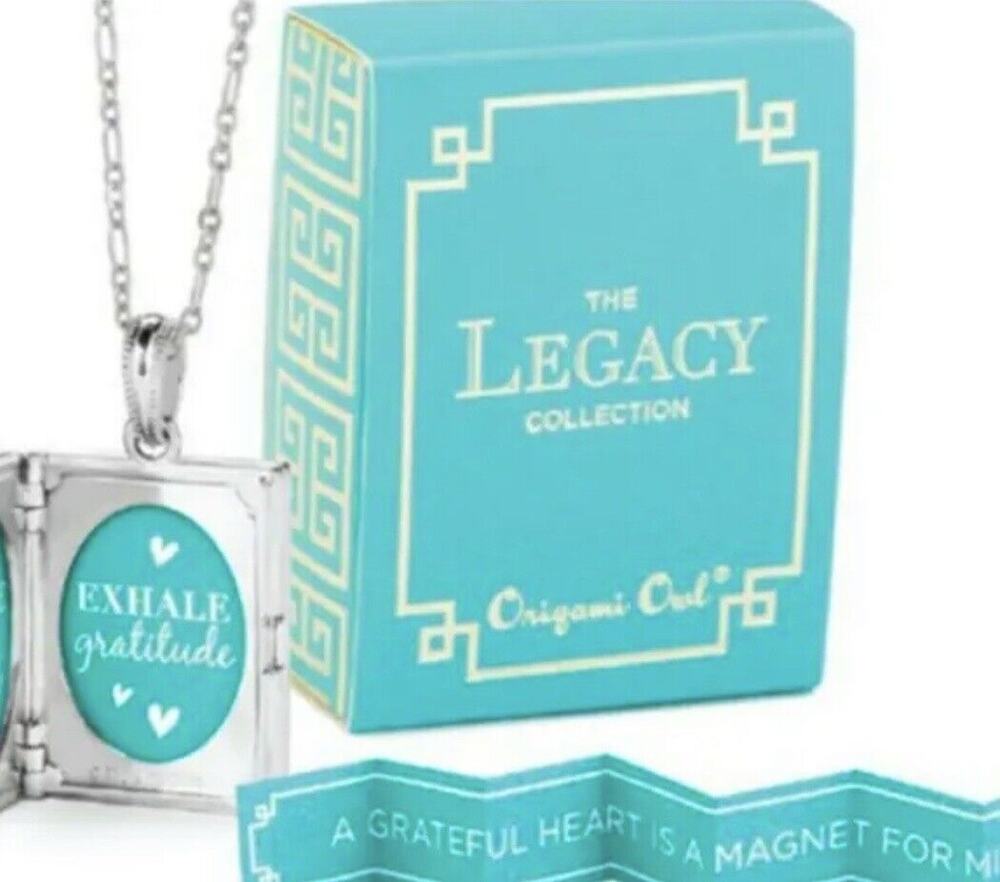 Gratitude Locket Origami Owl Legacy Silver Swarovski Crystal LK2009 Book Shape